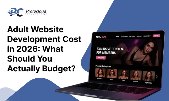 Adult website development cost in 2026 with subscription platform interface displayed on laptop screen