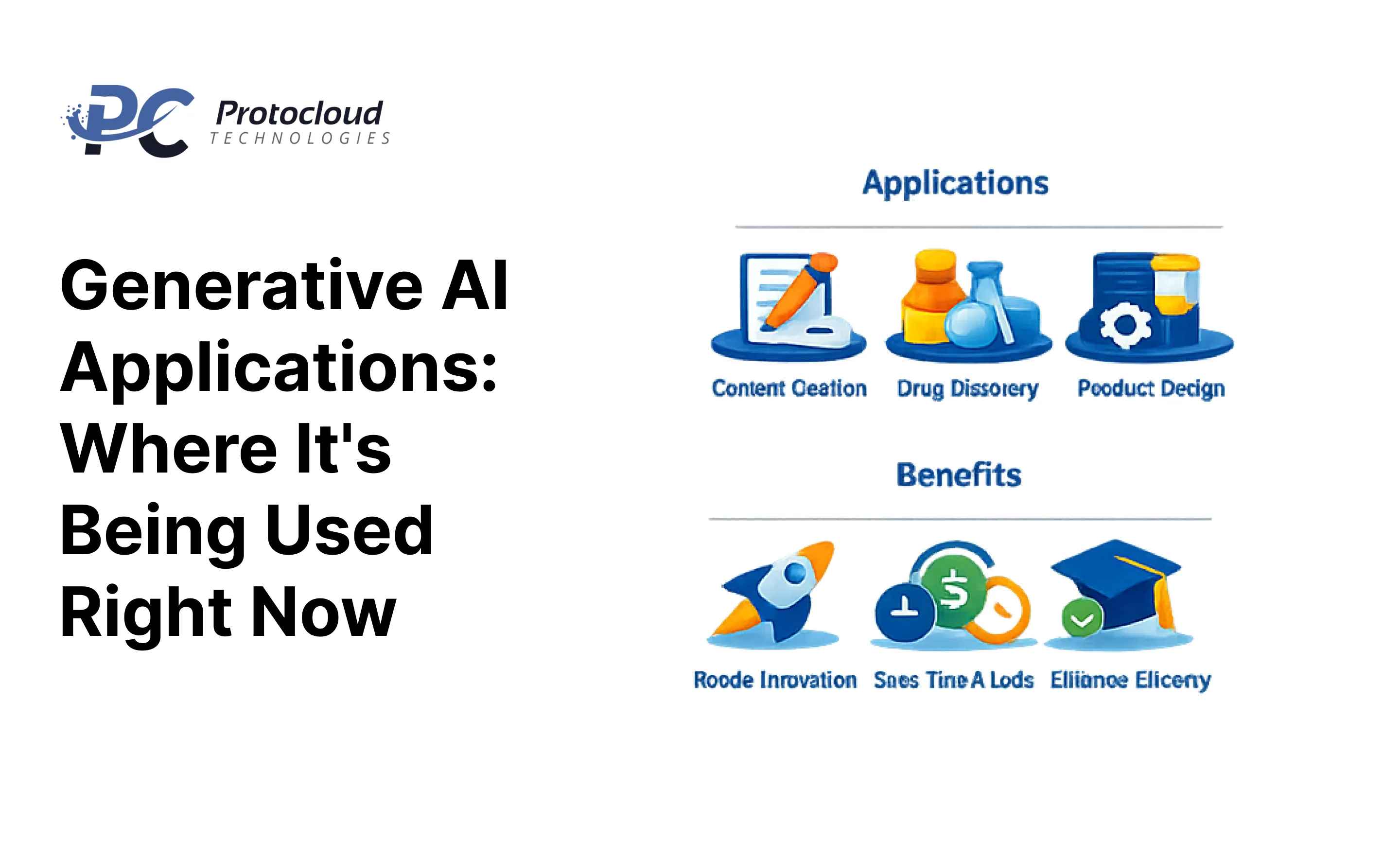Cover image about generative AI applications, benefits, and solution development in 2026.